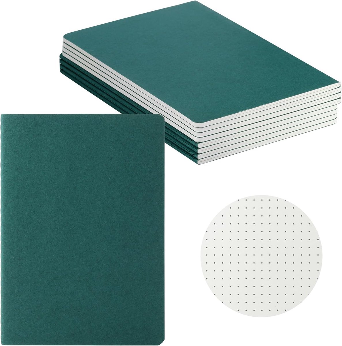 SnelShoppen - Notitieboek A5 Gestippeld Groen - 8 Stuks, Perfect voor School, Kantoor, Creatief Schrijven en Notities