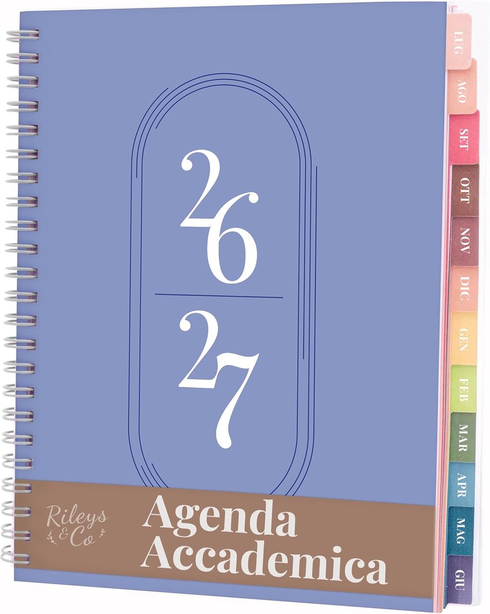 SnelShoppen - Rileys Academische Planner 2026-2027, Dagelijkse, Wekelijkse & Maandelijkse Planner, Notitiepagina's voor Studenten, Dubbele Draadbindin