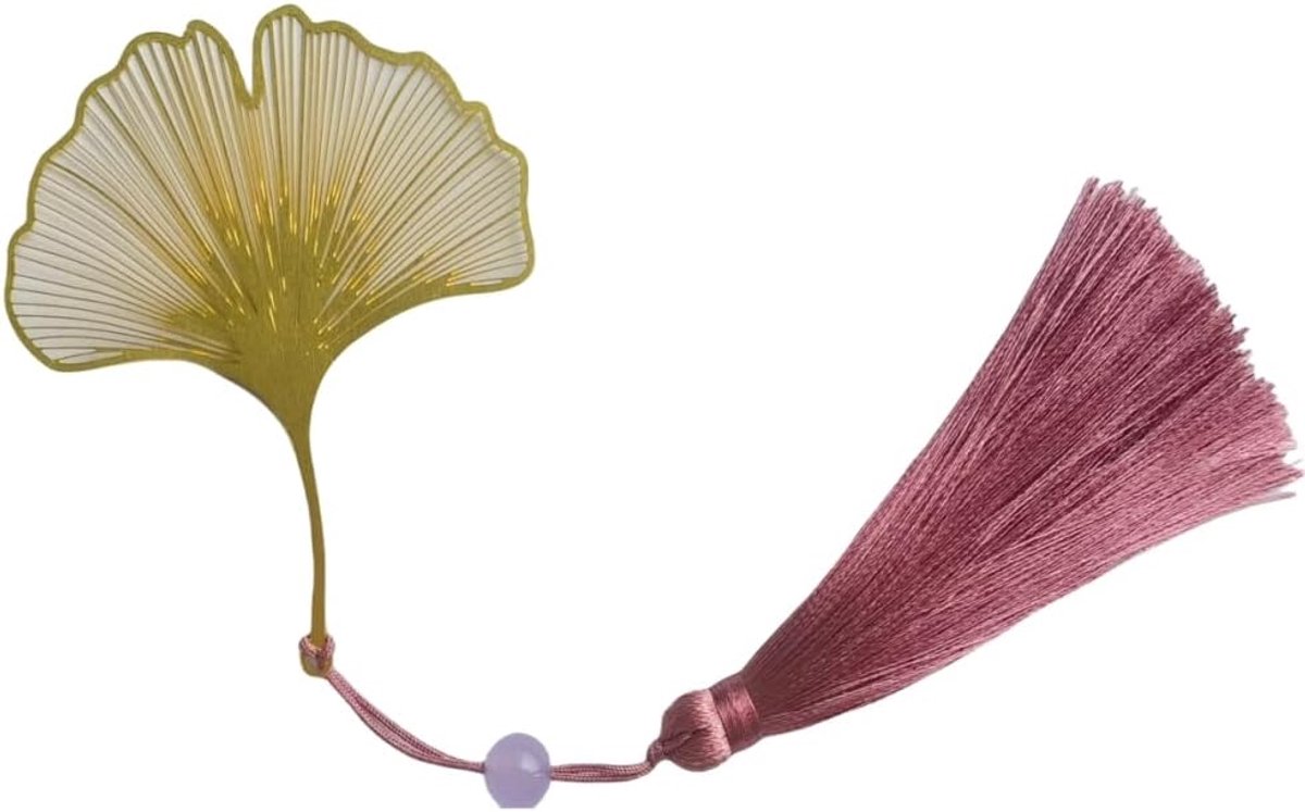 Thijox - Metalen Bladwijzer Ginkgo Biloba met Gepersonaliseerde Kwastjes - Perfect Kerstcadeau of Afscheidscadeau Voor Vrienden, Collega's, Studenten