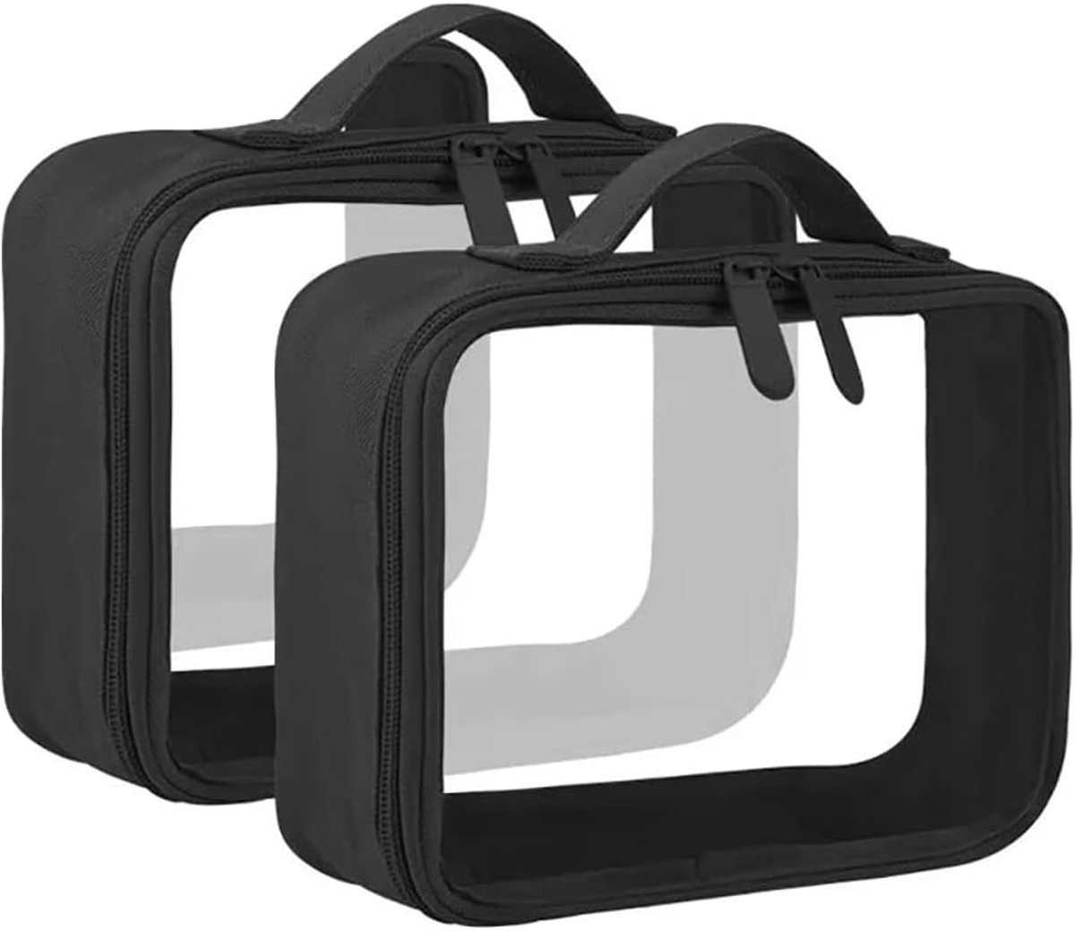 Thijox - 2 Stuks Transparante Toilettas - Waterafstotend PVC Clear Travel Organizer - TSA Goedgekeurde Toilettassen met Handgrepen voor Mannen en Vrou