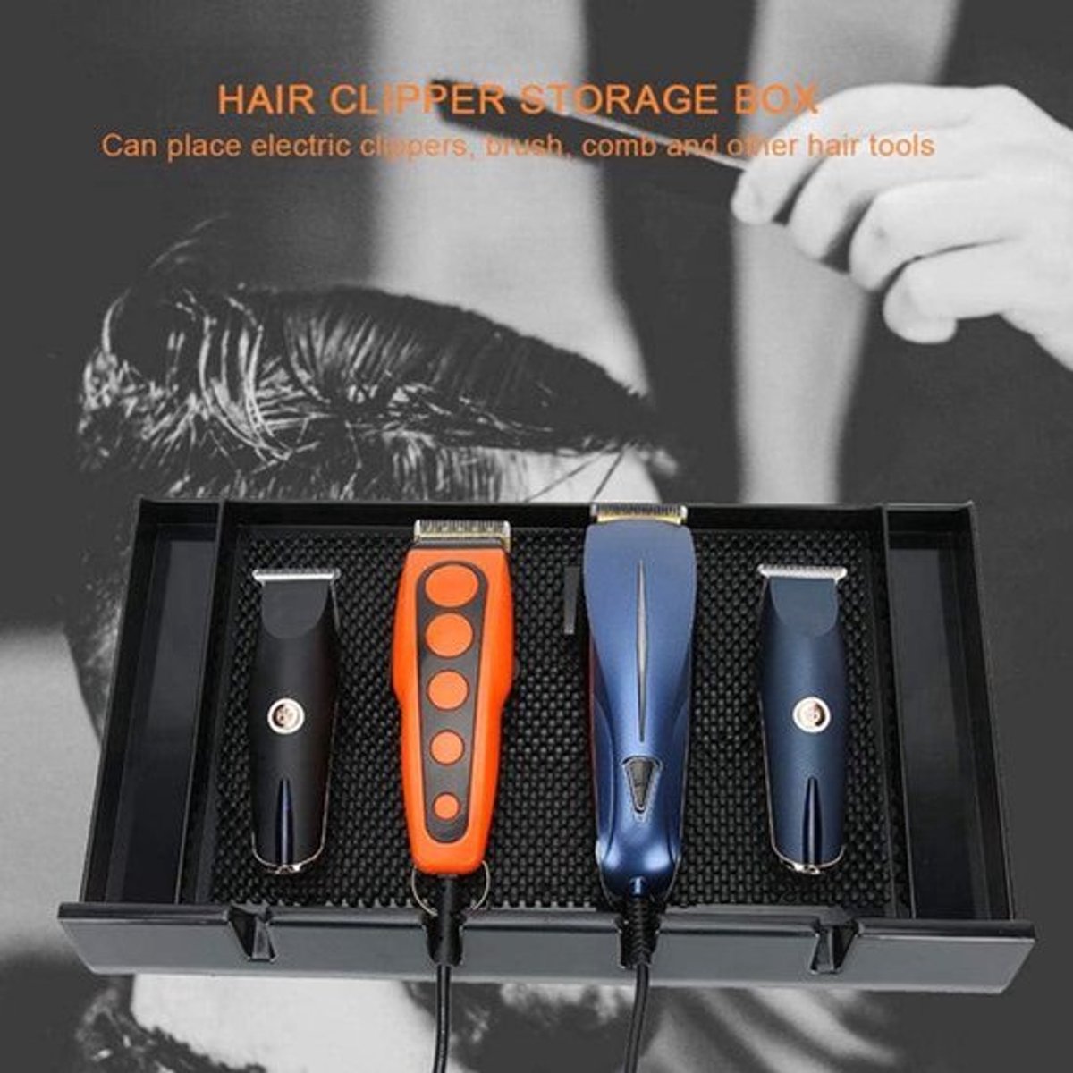 Clipper Tray Tondeuse Opbergdoos voor Barbershop en Salon - Kappersgereedschap Stand met Anti Collision Foam voor Houder Elektrische Tondeuse Borstel Kam en .