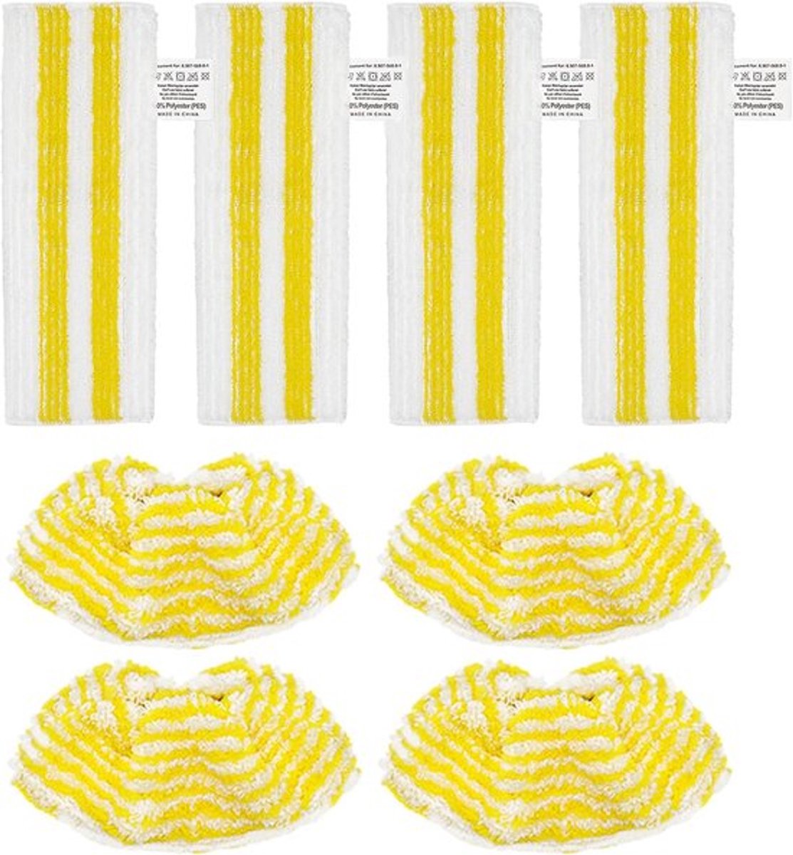 8 stuks microvezeldoeken - 345*125mm - Geschikt voor Kärcher EasyFix stoomreiniger SC3 - SC4 - SC5 - SC2 - stoomreiniger accessoires - geel en Wit