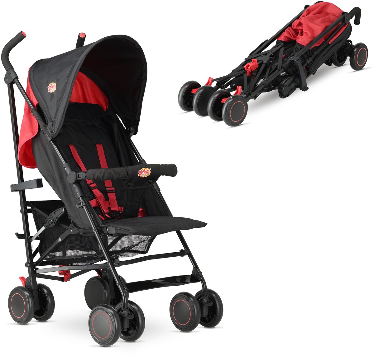Jinbei Paraplu Buggy - Verstelbare Buggy - Tot 15 kg - Grijs/Rood