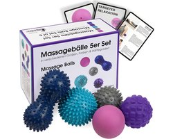 SnelShoppen - Massageballen Set van 5 - Egelballen, Lacrosse, Peanut & Trigger Point - Verschillende Hardheden - Inclusief E-book - Fysiotherapie & Er