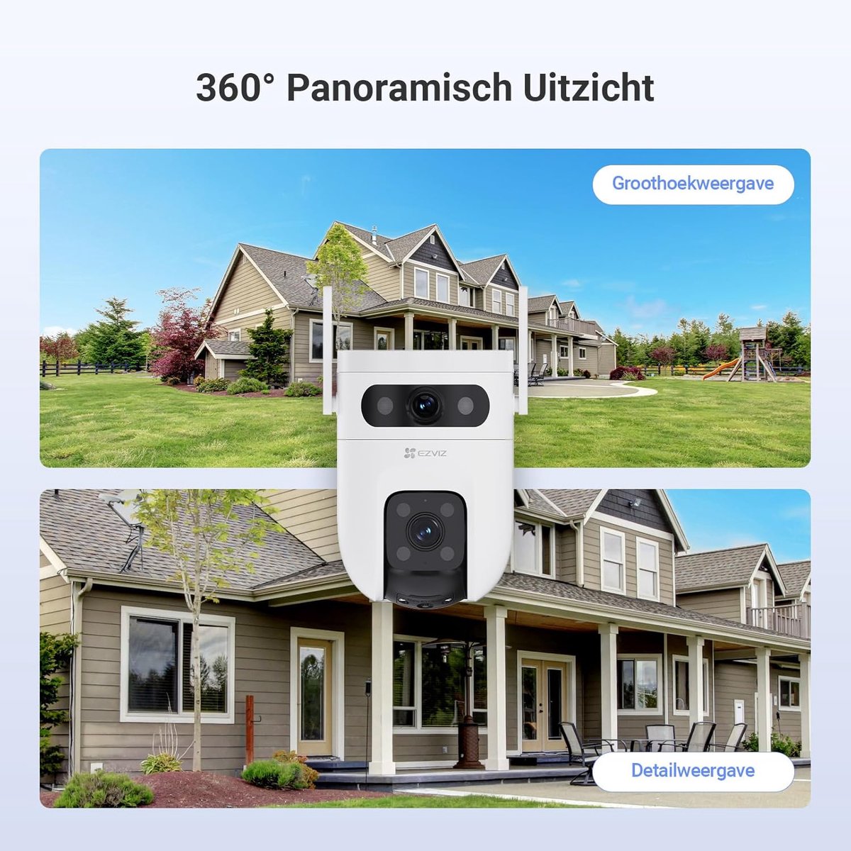 Thijox - EZVIZ C9c 2K+2K Dual Lens Beveiligingscamera Buiten met Automatische Tracking, Persoons- en Voertuigdetectie, 40M Nachtzicht, Tweeweg Audio,