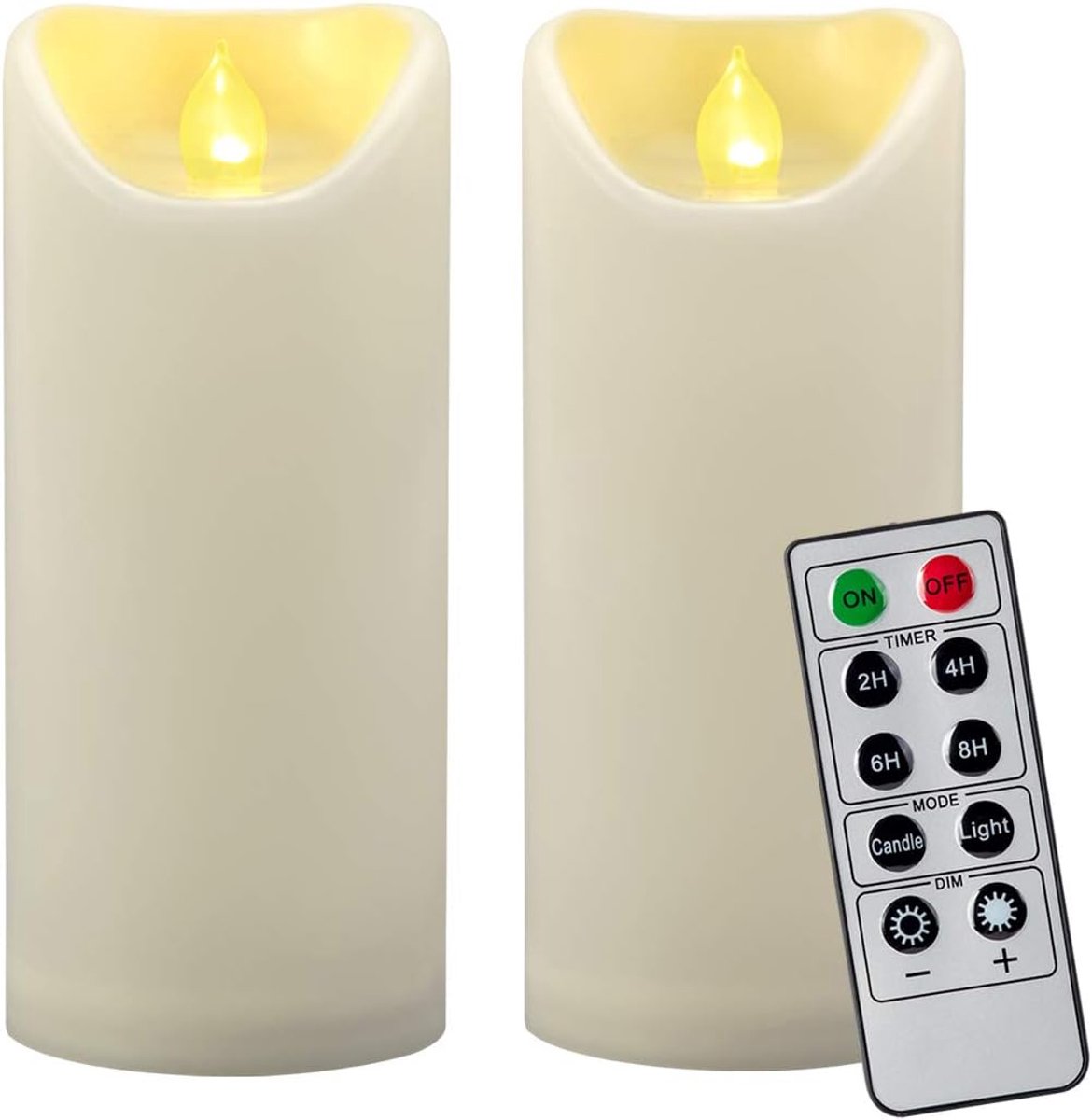 SnelShoppen - 2PCS 7 inch Waterproof LED Flameless Pillar Candles met Remote Control & Timer - Batterij Operated Ivoor Plastic Neppendecoratie voor Tu