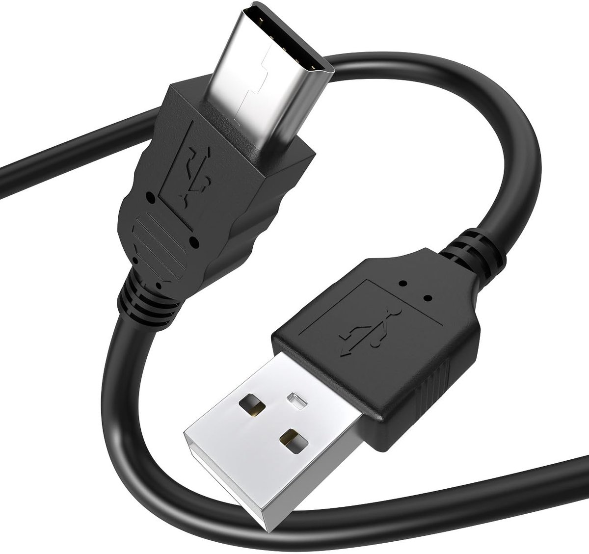 SnelShoppen - USB Mini Oplaadkabel 2m - Zwart PVC - Compatibel met Meerdere Apparaten - Ideaal voor Thuis, Kantoor en Reizen - 1 Pack