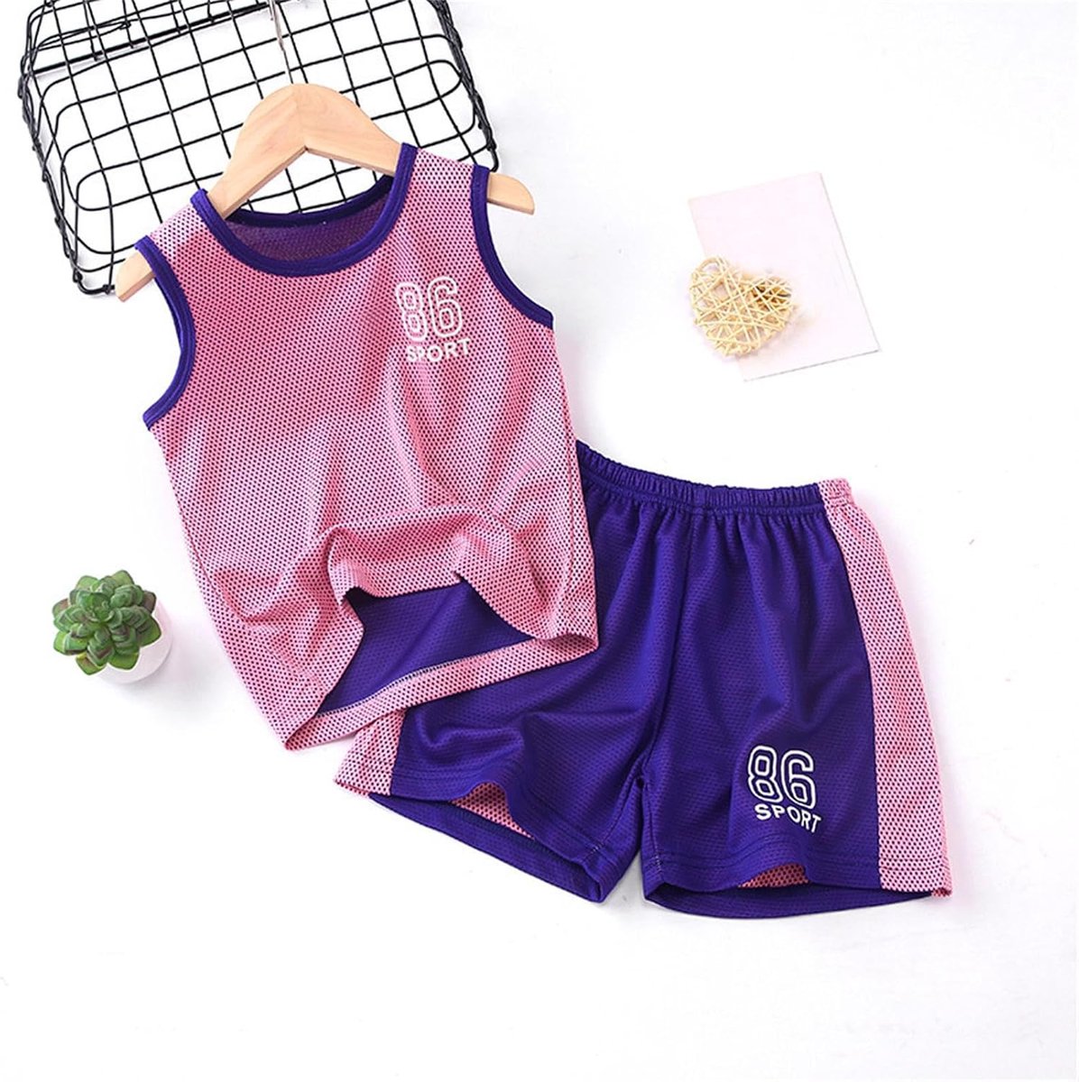 SnelShoppen - Jongens Korte Mouwen Sportset Zomer Quick Dry Basketball Jersey + Shorts Voetbalset 2 Stuks Baby Kleding Set Polyester