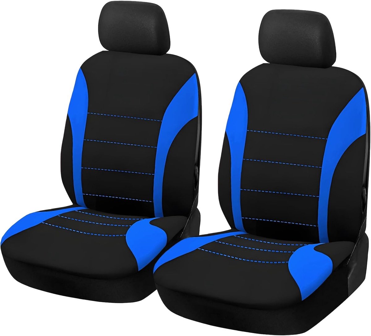 SnelShoppen - 2 Stuks Auto Stoelhoezen, Voor Stoelen Set, Eenvoudig te Installeren Voorstoelen en Hoofsteunhoezen, Comfortabele en Ademende Autostoelb