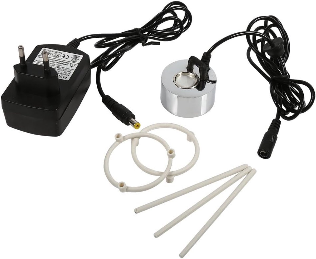 SnelShoppen - Changing Ultrasonic Mist Maker Fogger Fountain Atomizer Humidifier met LED en Adapter (EU PLUG) voor Tuin, Vijver en Binnenlucht