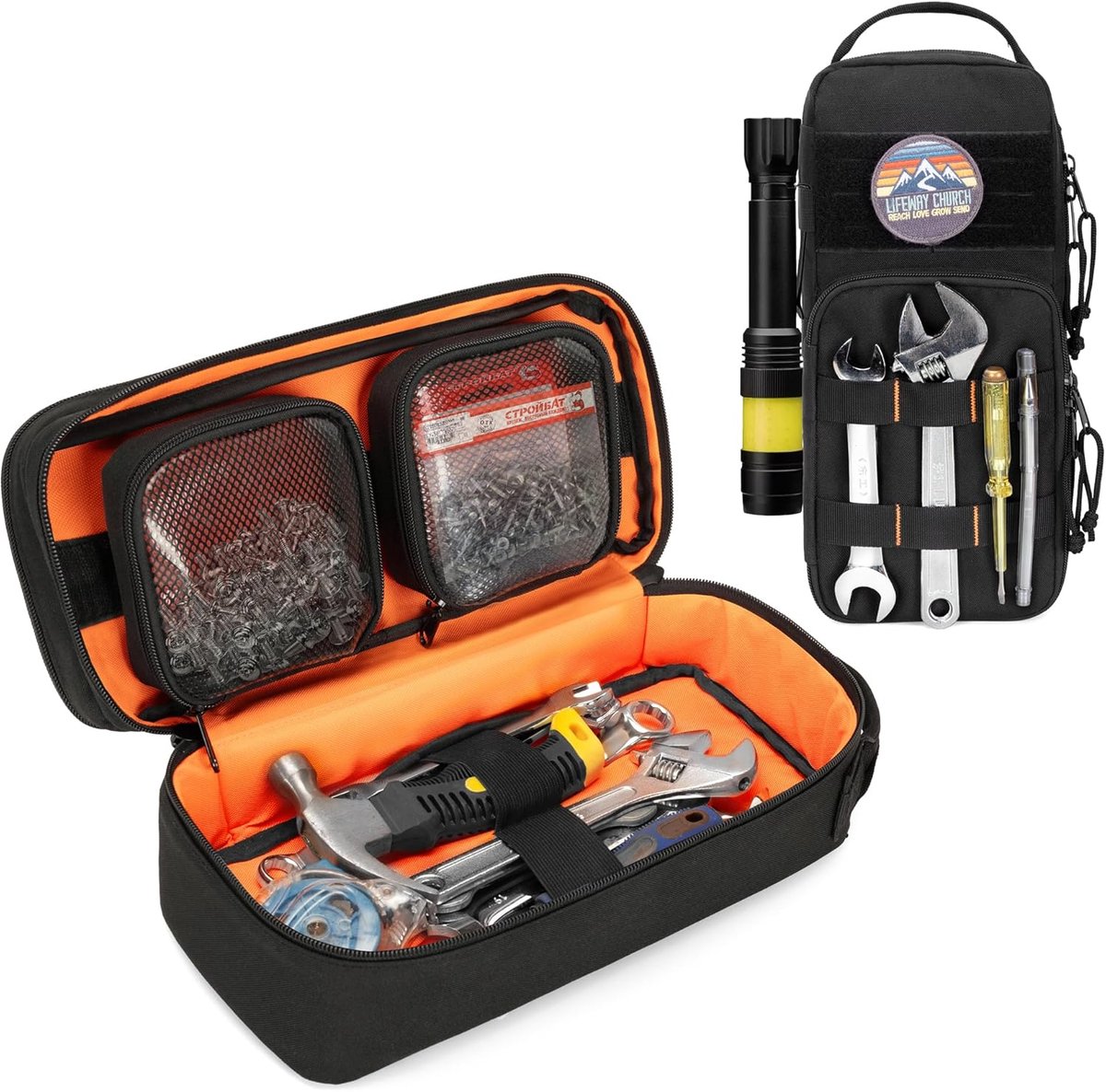 SnelShoppen - Heavy Duty Kleine Gereedschapszak met 2 Afneembare Tassen, Multi-functionele Molle Gereedschapszak met Versterkte Steun voor Kamperen, A