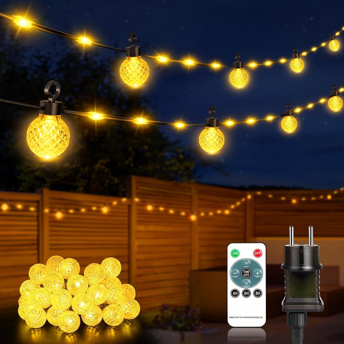 SnelShoppen - Outdoor Fairy Lights 100 LEDs 17 m Dimbare LED Lichtjes met 8 Modi, Geheugenfunctie en Timer, IP65 Voor Buiten, Tuin, Balkon, Bruiloft,