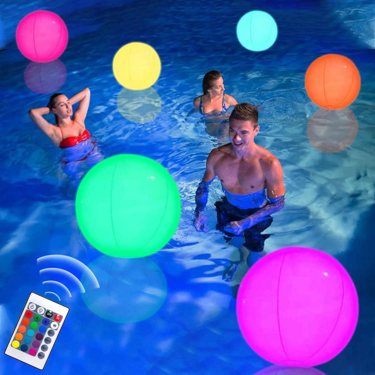SnelShoppen - 2 Stuks Ø 40cm Opblaasbare Luminous Water Ball met LED - Kleurveranderende Drijvende Poollichten - Waterdichte Strandballen voor Feest,