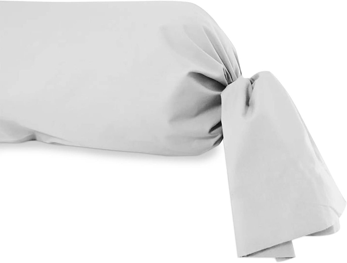 SnelShoppen - Bolster Kussenhoes 45 x 135 cm - Wit Katoen - Ideaal voor Slaapkamer, Woonkamer, Tuin en Camping - Machinewasbaar tot 60°C