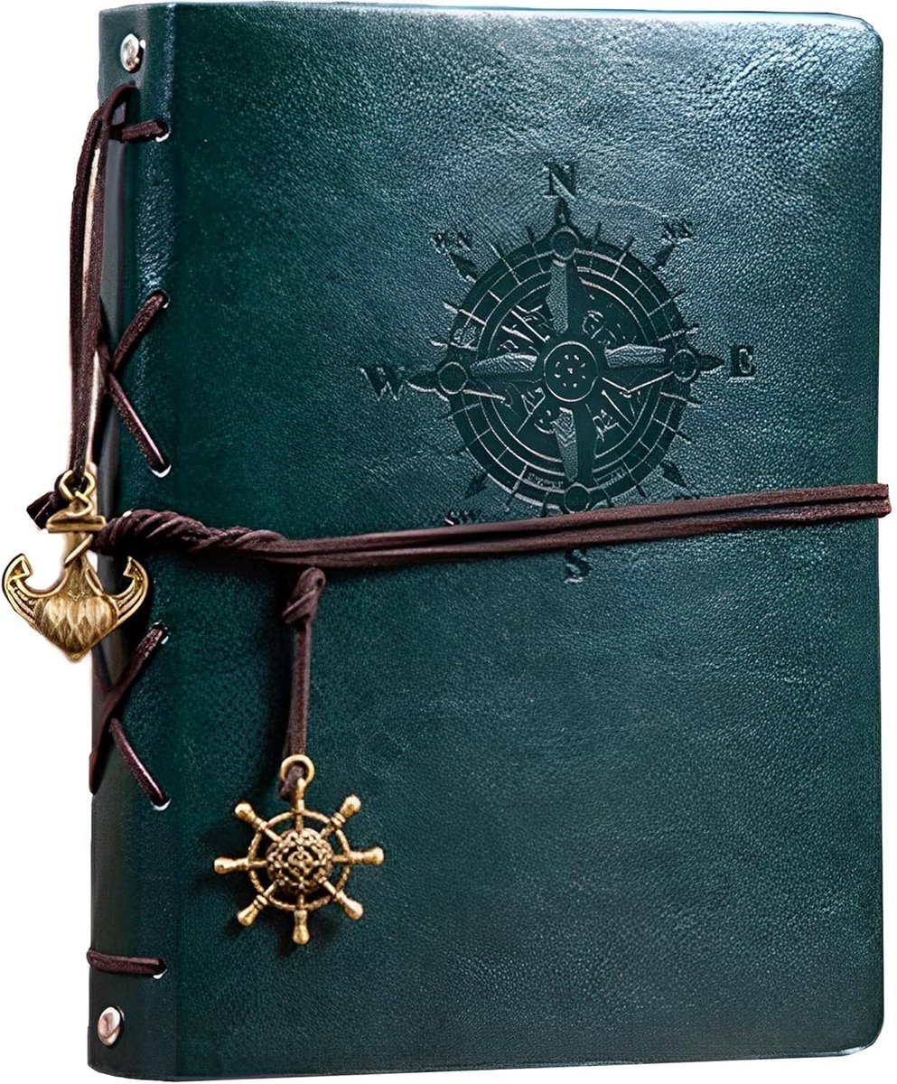 SnelShoppen - DIY Scrapbook Photo Album Vintage Kraft met Zwarte Pagina's, Handgemaakt Fotoalbum van Faux Leer, Groene Reisset voor Valentijnsdag, Tro
