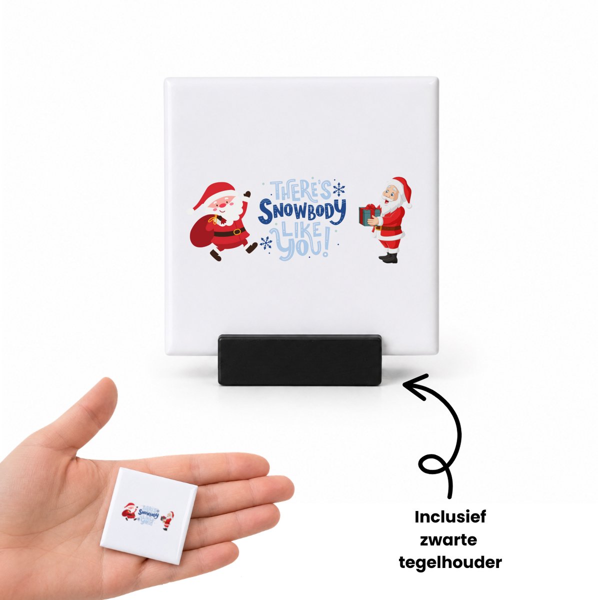 Hacebo Kerst there's snowbody like you tegeltje met tegelhouder - Kerstmis - Kerst beker - tegeltjes met tekst - winter - kerst - christmas - kerst cadeau - spreuktegels - 4.8x4.8 CM Wit