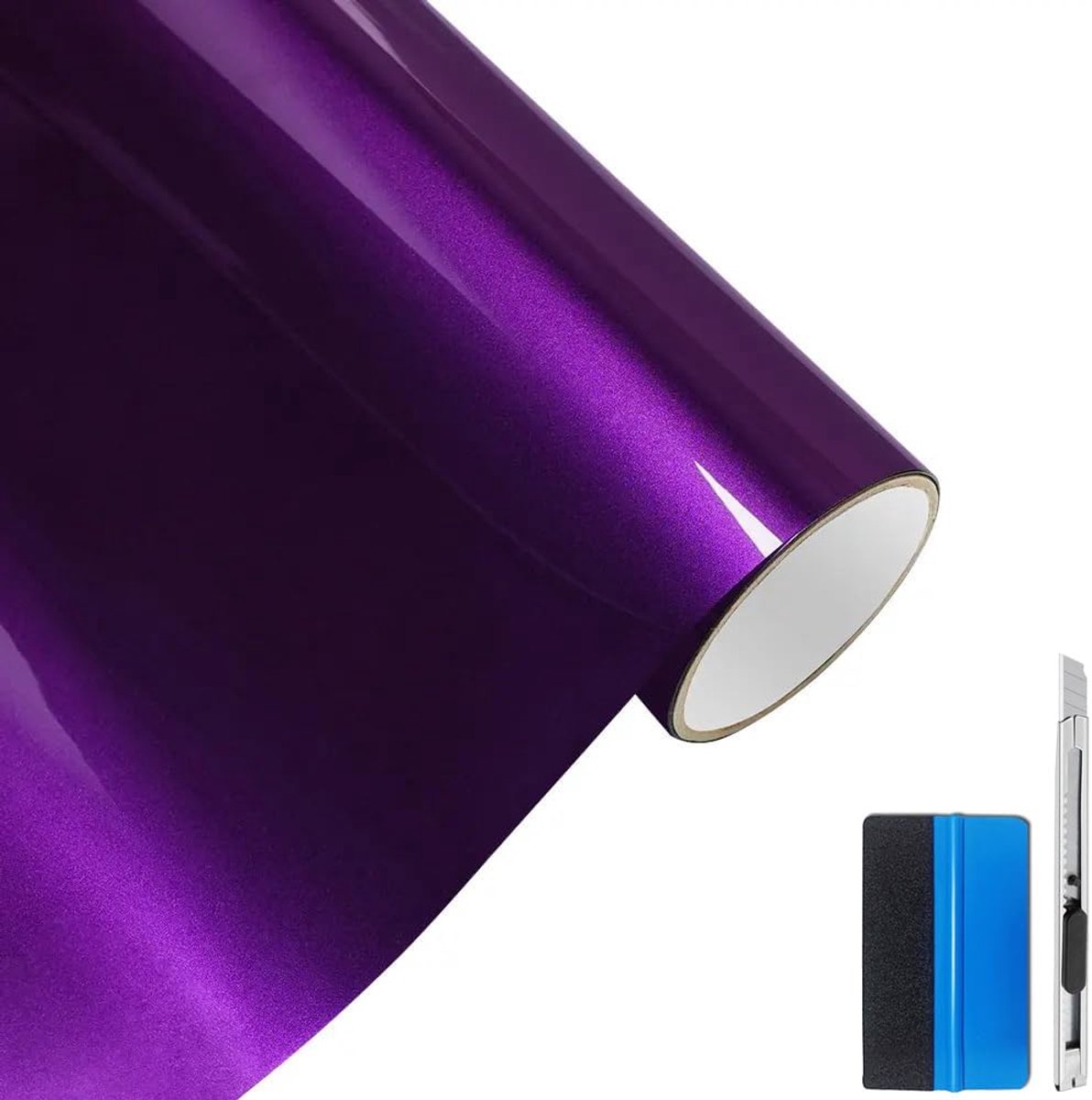 SnelShoppen - Ultra Gloss Metallic Paint Car Self Adhesive Wrap Vinyl Film Bubble Free - 30cm x 150cm - Paarse Auto Accessoires voor Buiten - Duurzaam
