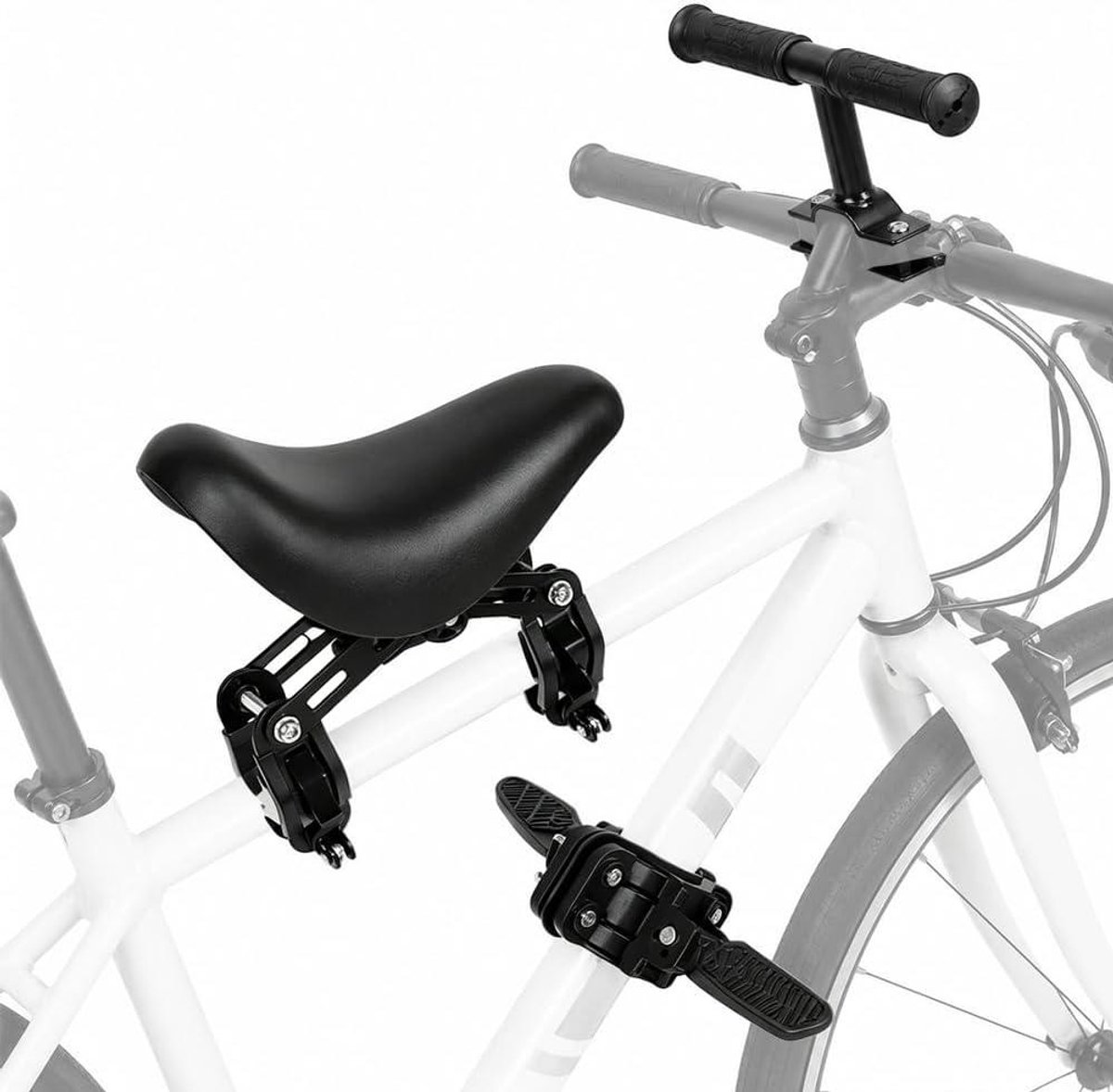 Kinder fietszadel - Voorzitje mountainbike - Samen fietsen - Inklapbare pedalen - 235 x 105 cm - Zwart
