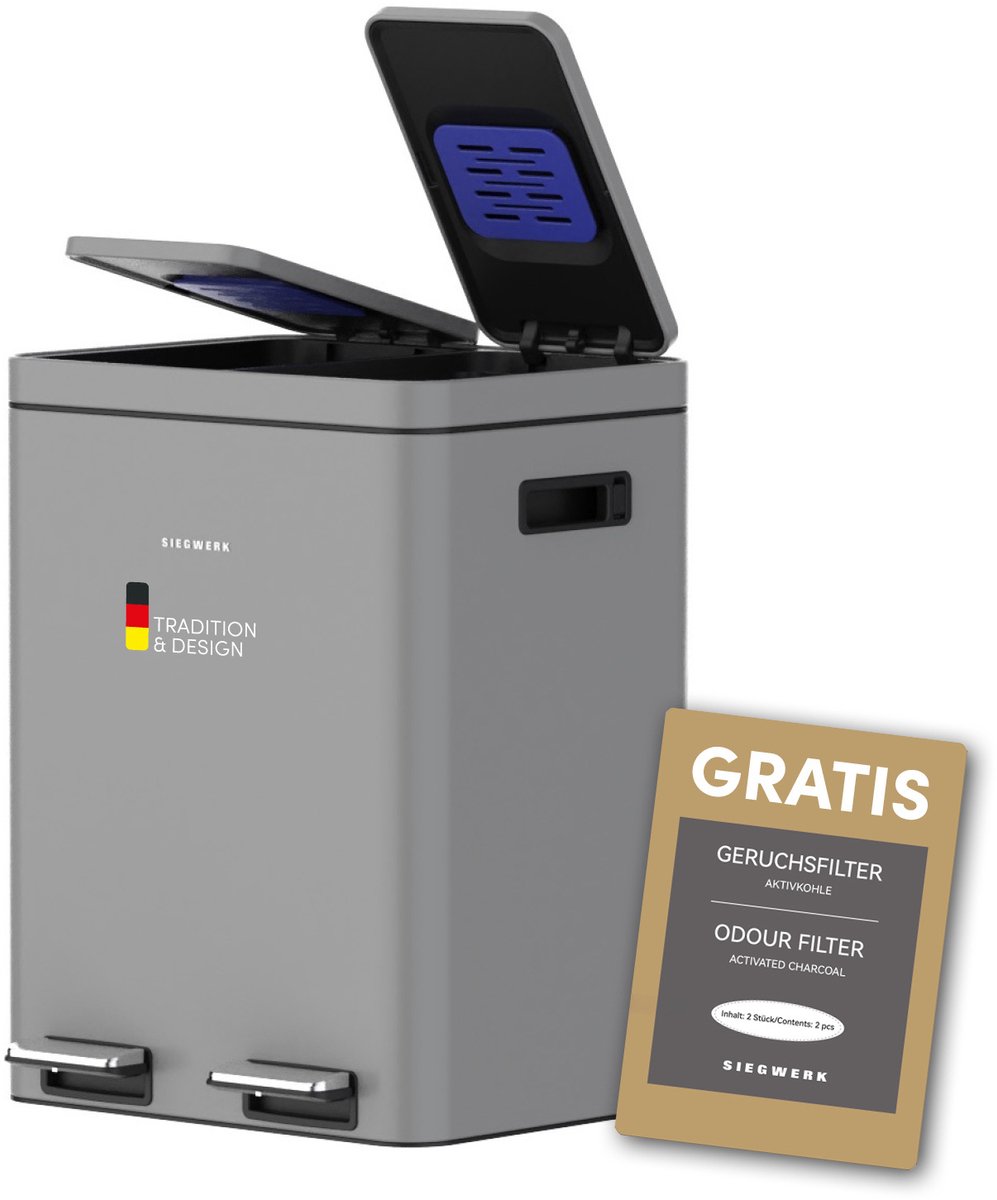 Prullenbak KOLEKTO 2x18L Shadow rock - mat Grafiet