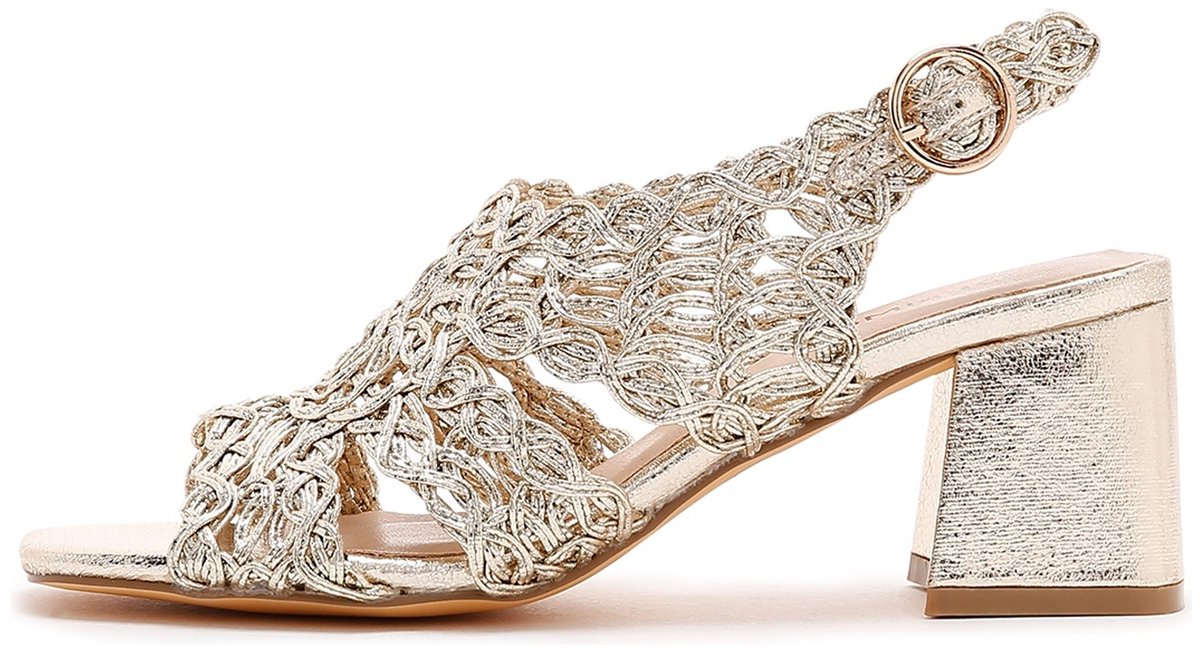 DERIMOD Sandalen Met Middelhoge Hak Imitation Leren Mid Heel Sandalen