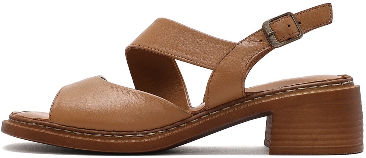 DERIMOD Sandalen Met Middelhoge Hak Leren Mid Heel Sandalen