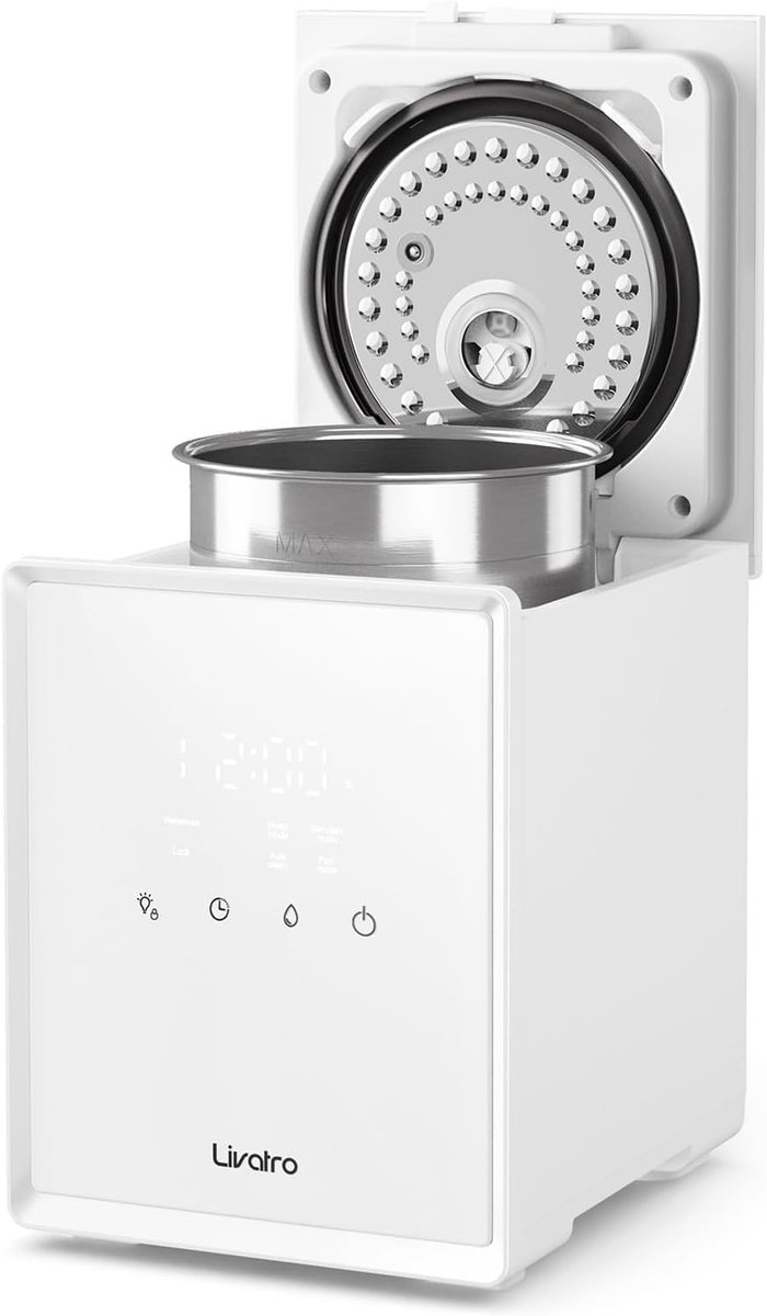 SnelShoppen - Warm Mist Luchtbevochtiger 3L - Top Filling, Roestvrijstalen Watertank, Slaapmodus, Geschikt voor Baby's en Gevoelige Personen, Wit