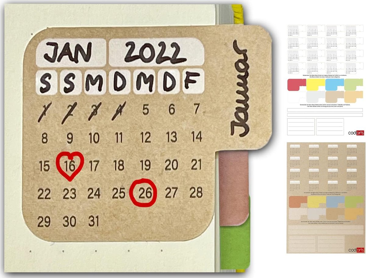 SnelShoppen - 56 Index Stickers Bullet Journal Sticker Tabs Zelfklevend voor Planners, Notitieboek, School, Kalender, Scrapbook, Washi Journaling Acce