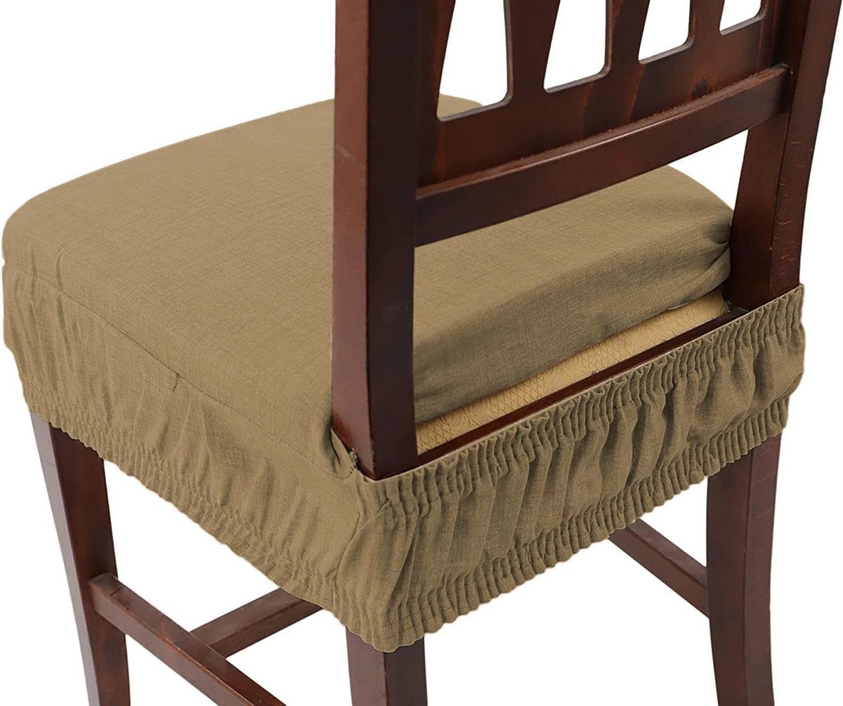 Stoelkussens Set - Comfortabele Kussens - Zitcomfort Verhogend - Met Elastische Band - Set van 6 - Donker Beige