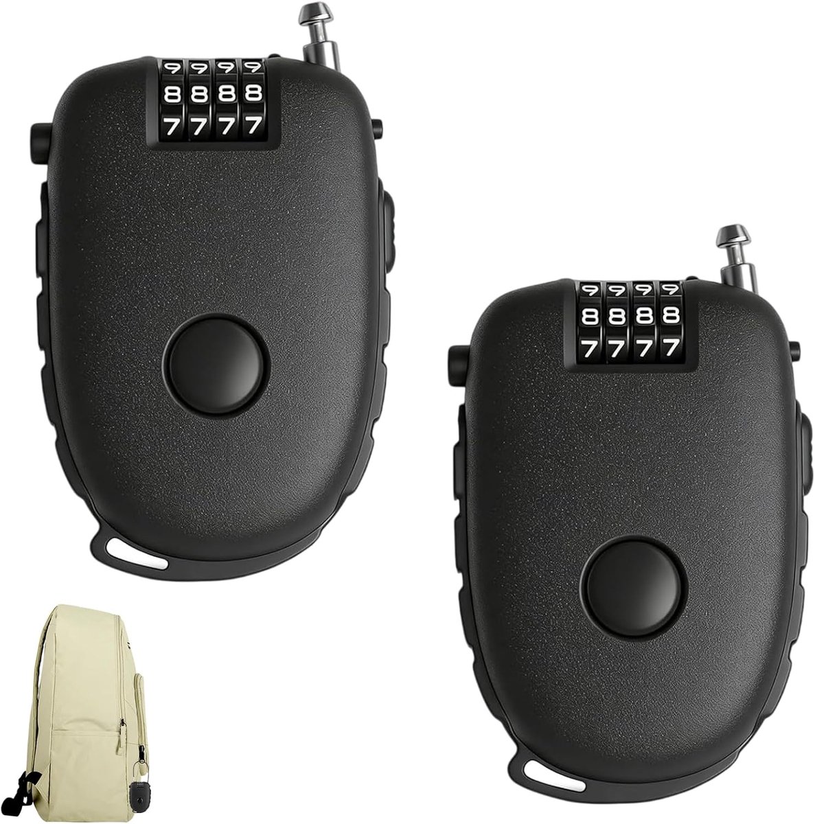 SnelShoppen - 2x Kabelslot Cijferslot 4-Cijferig - Intrekbaar Fietsslot 75 cm - Flexibel Stalen Kabelslot voor Scooter, Bagage, Fiets, Koffer, Skihelm