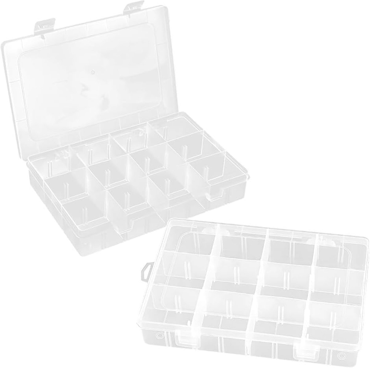 SnelShoppen - 2 Stuks Doorzichtige Assortimentsdozen, Kralen Organizer Opbergdoos, Plastic Organizer met 12 Roosters voor Knopen, Kleine Onderdelen, P