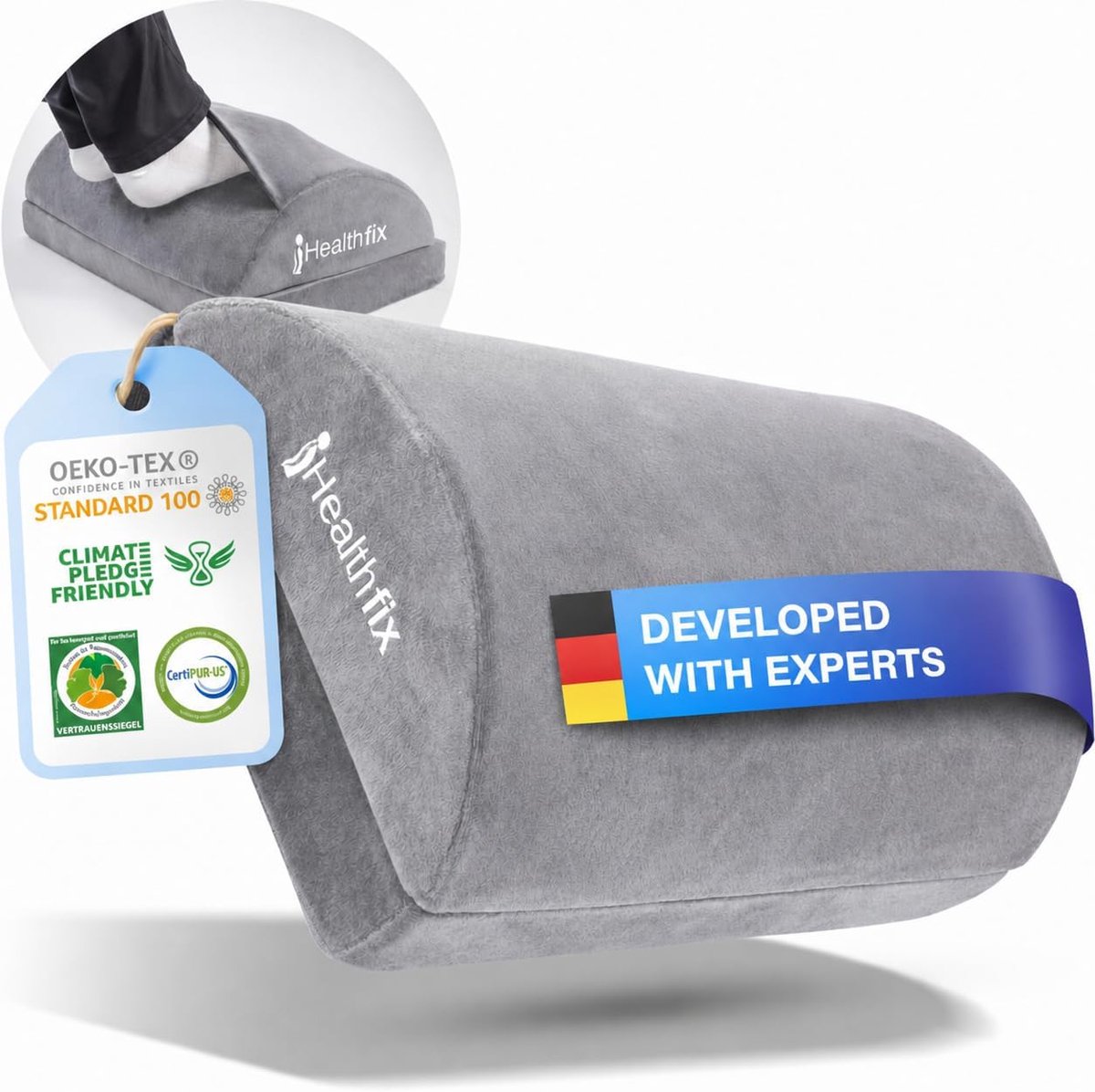 SnelShoppen - Ergonomische Voetsteun Bureau, In Hoogte Verstelbaar, Voetzak voor Warme Voeten, Ideaal voor Kantoor en Thuiswerk, Grijs, Comfortabel en