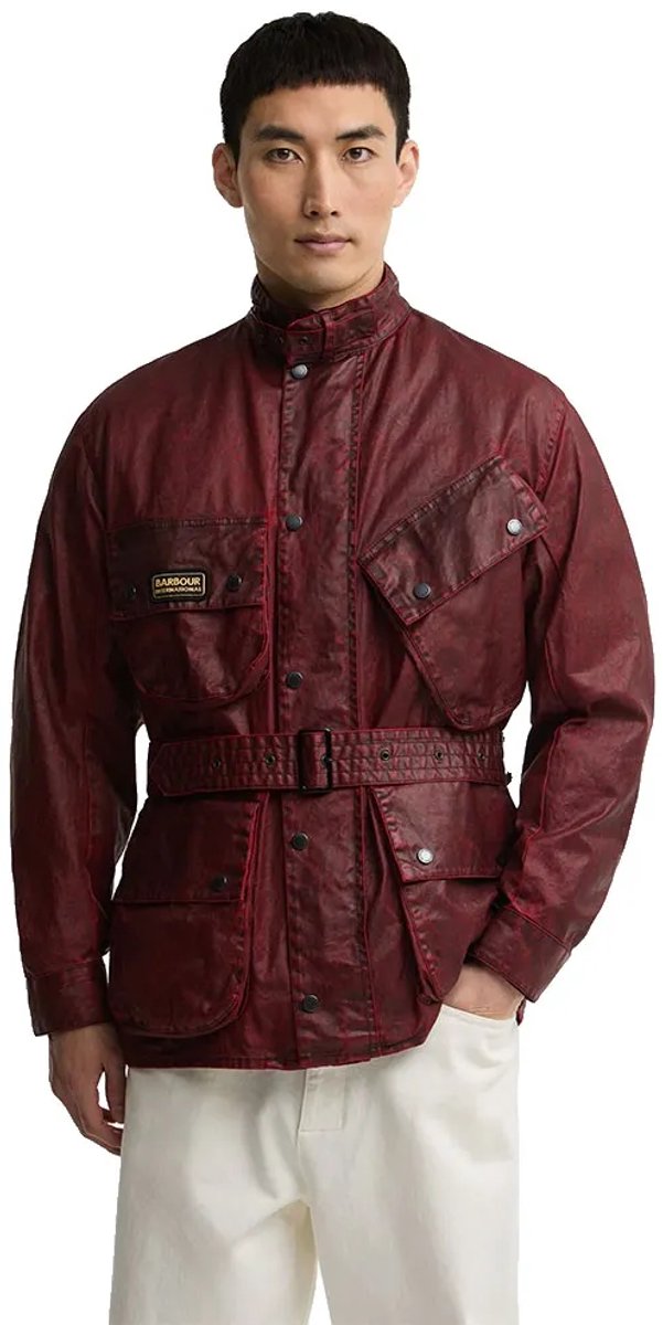 Barbour international Distressed 90th Anniversary A7 bordeauxrode jas