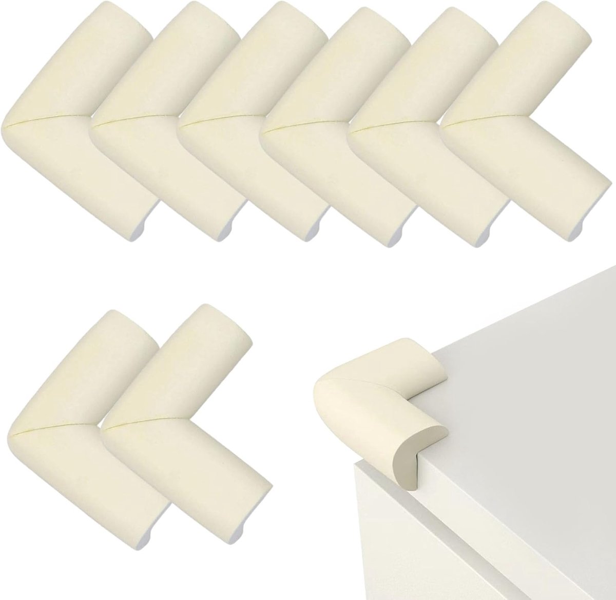 SnelShoppen - Pack van 8 Hoekbeschermers voor Kinderen, Zachte Schokabsorberende Foam, Zelfklevende Hoek- en Tafelrandbeschermers in Veilig Materiaal