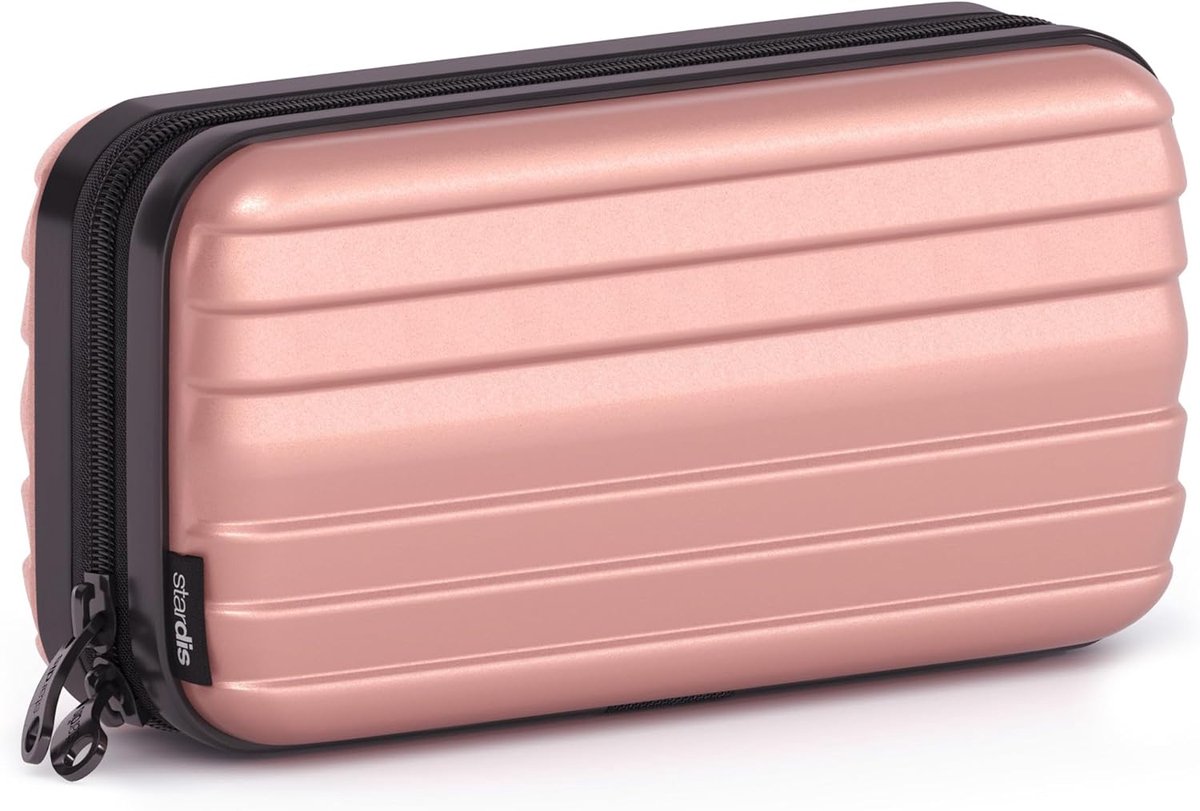 SnelShoppen - Hard Toiletry Bag voor Vrouwen en Mannen - Waterdichte Mini Koffer in Roze Goud - Compacte Reis Toilettas voor Kinderen - Ideaal voor Va