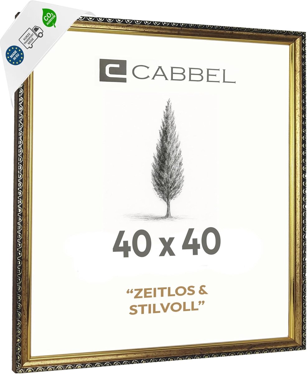 SnelShoppen - Photo Frame CELI 40x40 cm Goud - Barok Vintage Fotolijst Antieke Look - Decoratieve Fotolijst met Schokbestendig Acrylglas - Voor Foto's