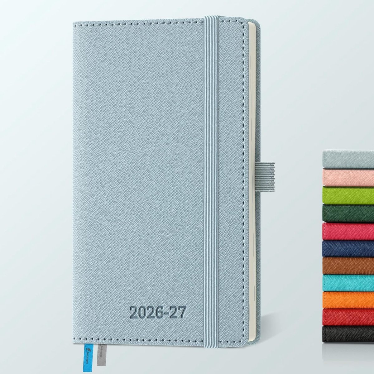 SnelShoppen - Agenda 2026 2027 - Weekly Planner A6 - 18 Maanden - PU Leer - Dust Blue - Compacte Notitieboek - Weekoverzicht - 80 GSM Papier