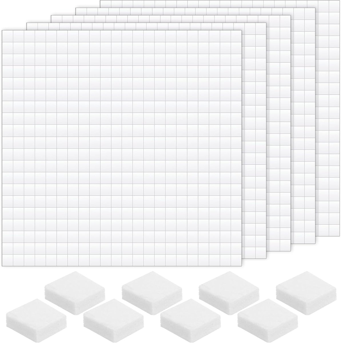 SnelShoppen - Dubbelzijdige Schuimtape 2000 Stuks - EVA Schuim Vierkanten 5x5mm - Ideaal voor Knutselen, Ambachten, Kantoor en Plakboeken - Wit