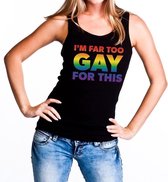 I am far too gay for this gaypride tanktop/mouwloos shirt dames XL