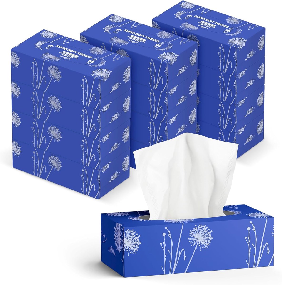SnelShoppen - 3 Laags Tissuepapier Dozen, 12-Pack van 90 Doekjes, Zacht en Comfortabel, FSC Gecertificeerd, Ideaal voor Feest, Keuken, Camping, en Mee
