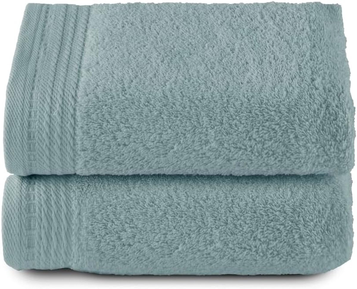 SnelShoppen - Set van 2 Handdoeken en Badhanddoeken - 100% Katoen, 600 g/m², 100 x 50 cm, Aquamarine - Zacht, Absorberend, Sneldrogend voor Thuis, Wel