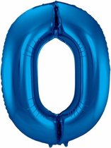 Cijfer 0 nul ballon blauw 86 cm