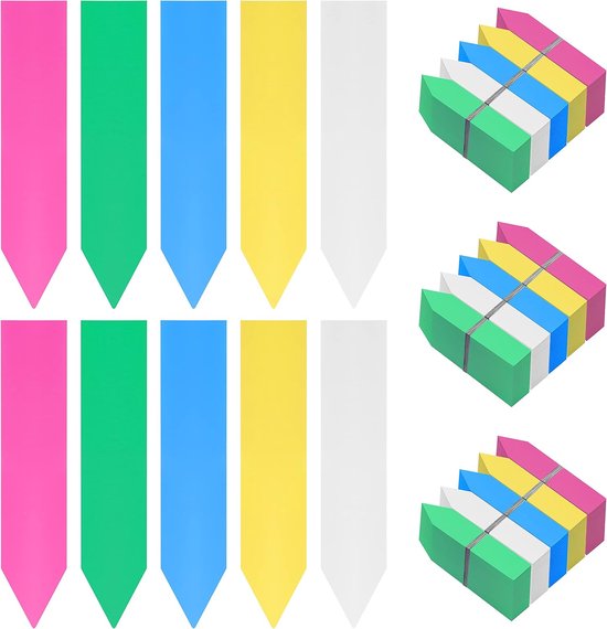 500 Stuks Planten Labels - Plantenstekers - Steeketiketten - Multi-Gekleurde Plastic Labels - Steeketiketten Van Kunststof - Waterdichte Tuinetiketten - Steeketiketten-10 X 2 Cm, 5 Verschillende - Voor Kweken, Zaden, Planten