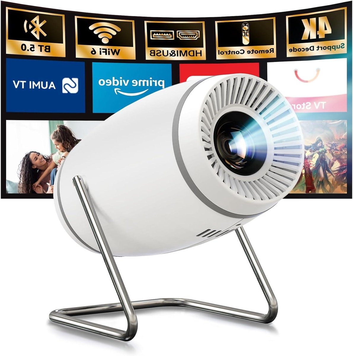 Draagbare Mini Projector - Thuisbioscoop - Film Avonden - 180 Graden Draaibaar - 130 Inch Scherm - Wit