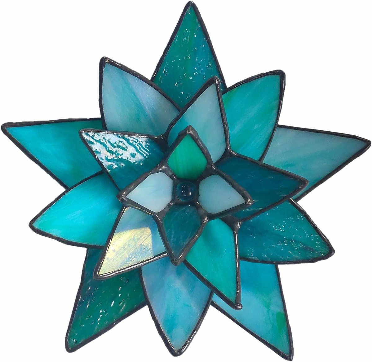 Glas Succulent Decoratie - Handgemaakt Ornament - Huis Decoratie - 3D Ontwerp - 14 cm - Groen