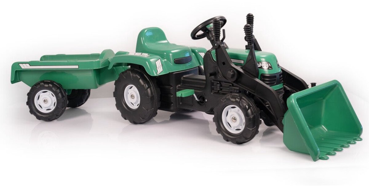 Dolu Ranchero Traptractor met Aanhanger & Voorlader Groen/Zwart