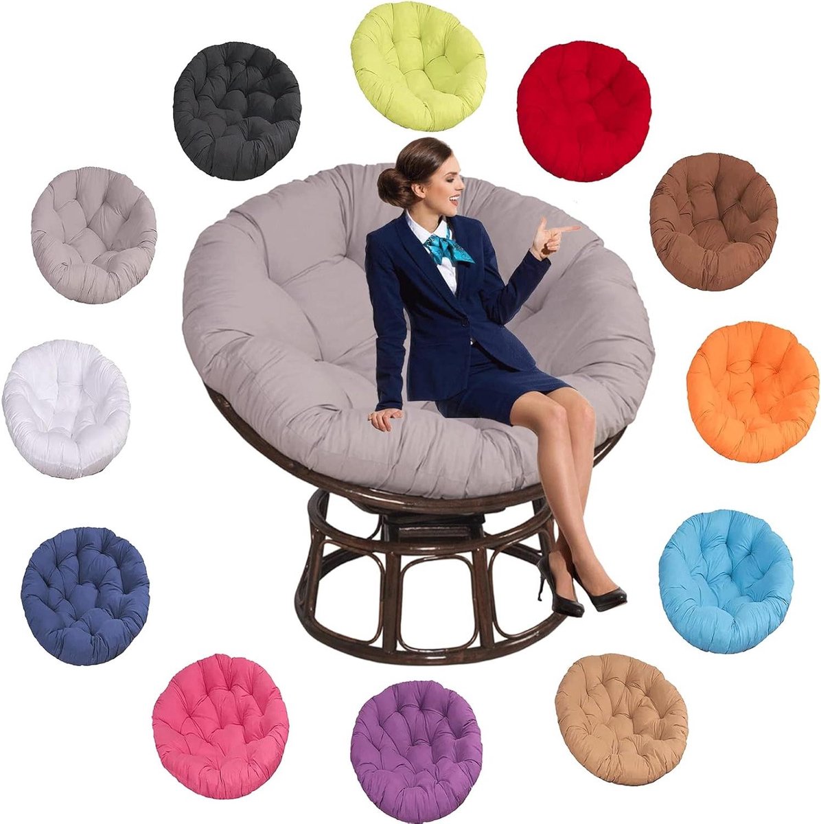 Waterdicht Zitkussen - Comfortabel Kussen - Buiten Ontspannen - UV-bestendige Stof - 130 x 130 cm - Grijs