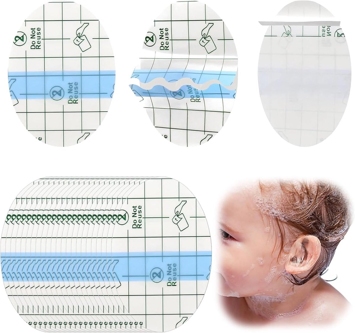 SnelShoppen - 100 Stuks Baby Waterdichte Oor Stickers Ultra Dun Transparant Oorkappen Waterdichte Oorkappen Stickers Voor Pasgeboren Baby Oorcorrectie