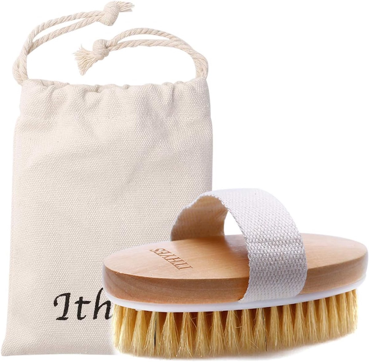 SnelShoppen - Dry Brush Lichaamsborstel Scrubber - Natuurlijke Borstel voor Peeling, Verwijderen Dode Huidcellen, Verbeteren Lymfestroom, Cellulite Be