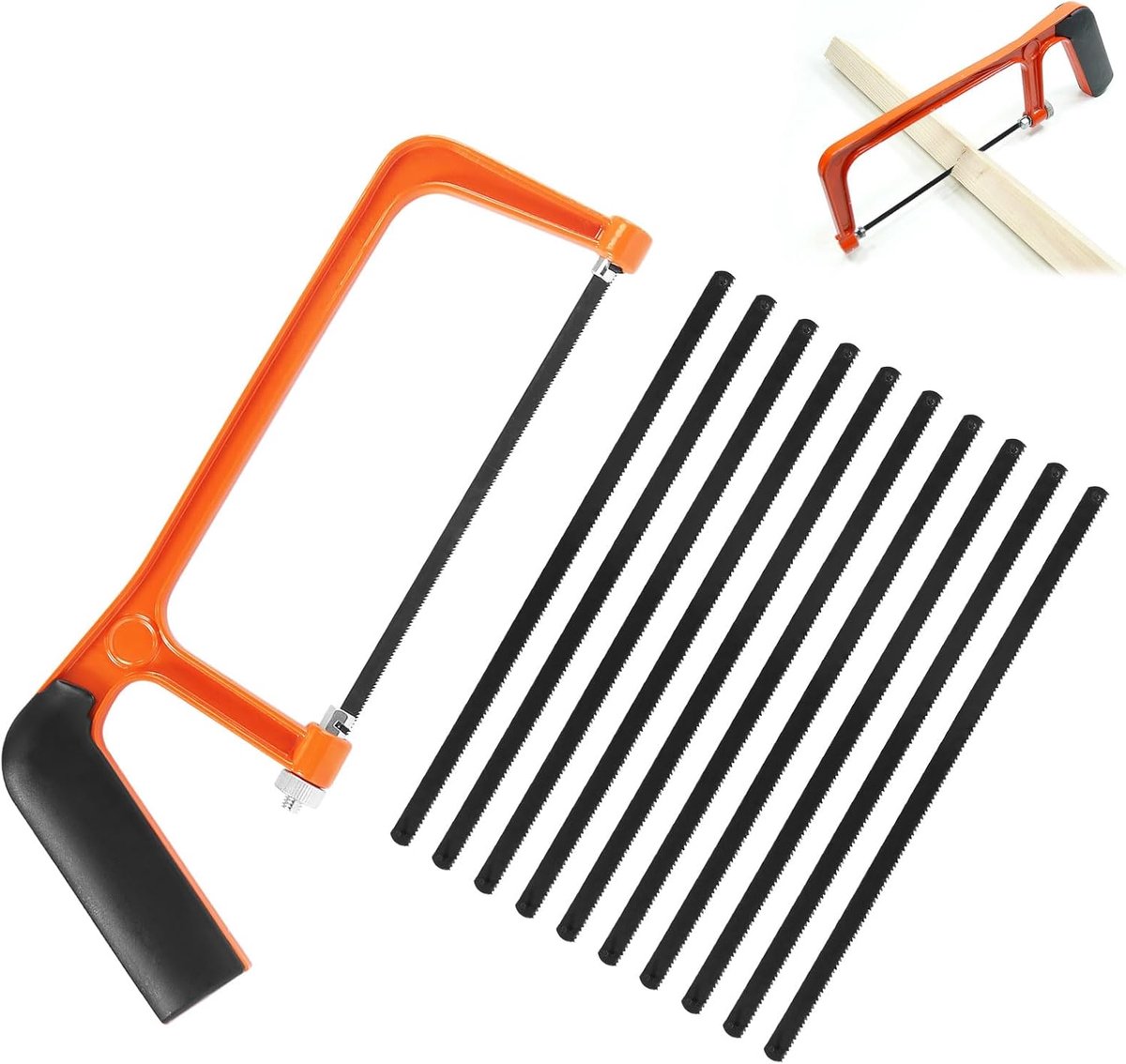 SnelShoppen - Mini Hacksaw, Handzaag, Kleine Zaag met 10 Vervangbladen, Voor Hout, Karton, DIY Projecten, Aluminium Legering, Compact en Duurzaam