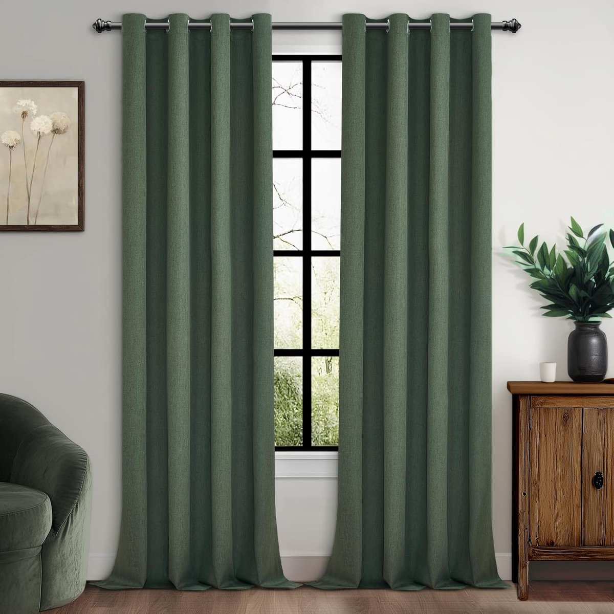 SnelShoppen - Opaque Gordijnen Set van 2 - 100% Donkerte - Thermisch en Koude Bescherming - 280 x 140 cm - Olive Groen - Voor Slaapkamer en Woonkamer